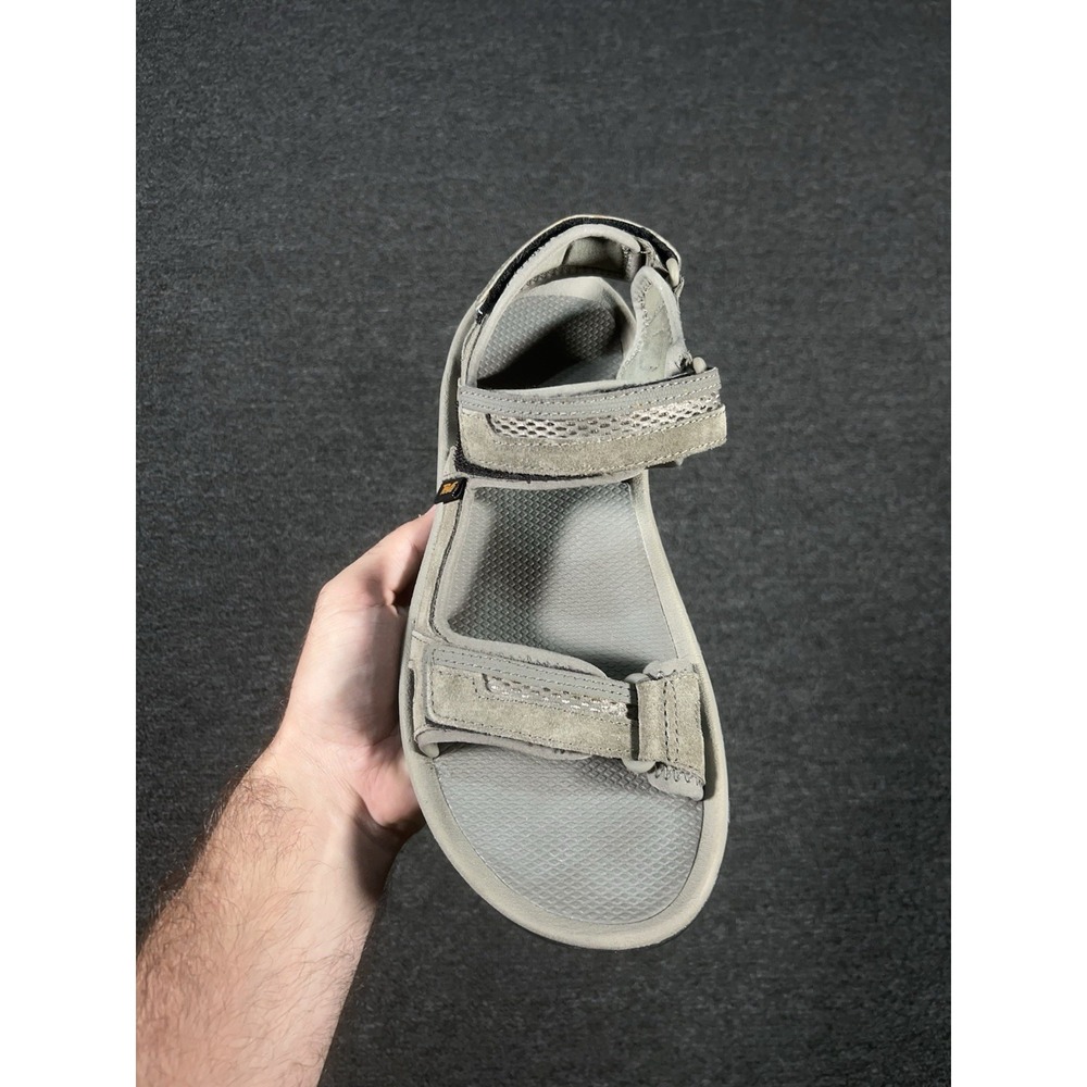Teva Hudson Bungee Cord Sandals Mens 9 Gray Beige Suede Casual Hiking Gorpcore - Picture 3 of 10
